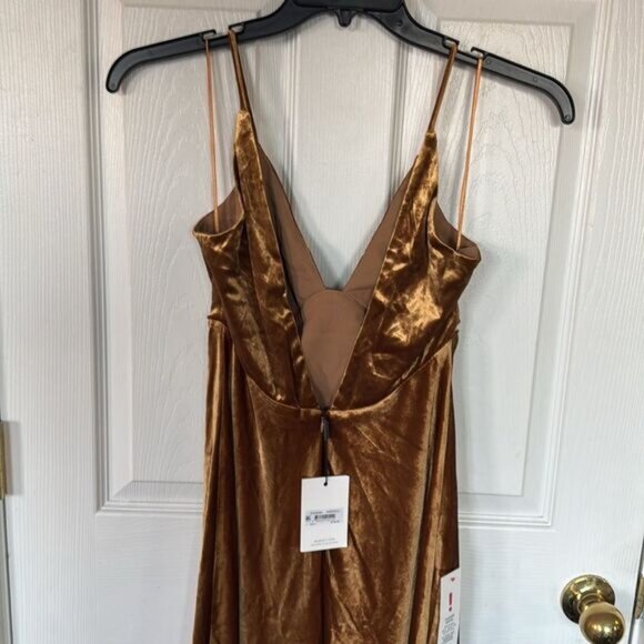 Bardot Silky Bronze Capri Velour Slip Dress in Marigold Women's Size US 4 NWT - Picture 8 of 9